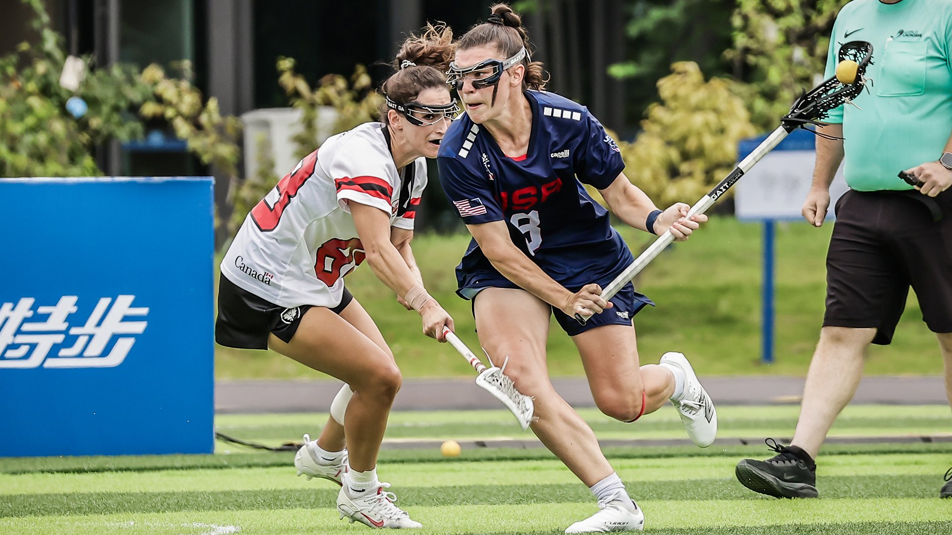 Charlotte North drives to the goal during the gold medal game against Canada at The World Games 2025