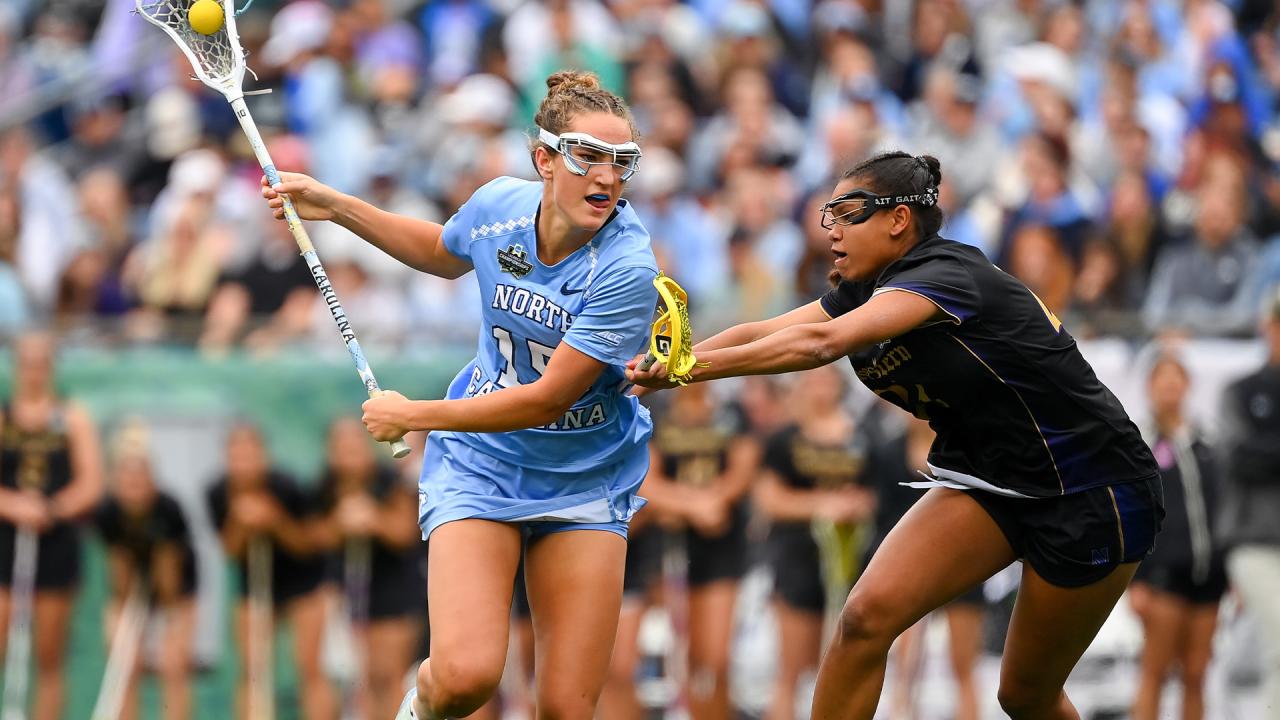 UNC's Eliza Osburn is defended by Northwestern's Sammy White