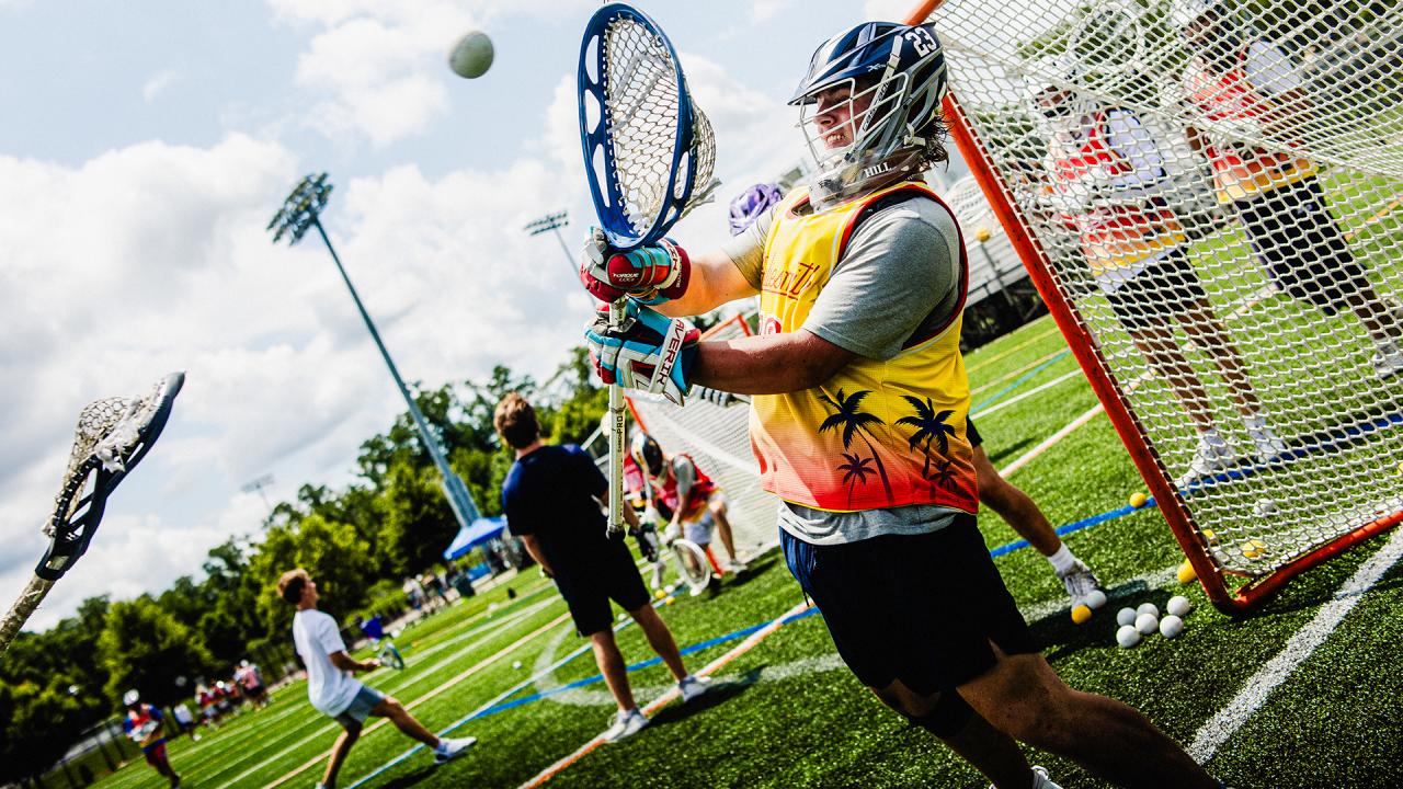 Image of lacrosse goalie in training at a Goaliesmith session