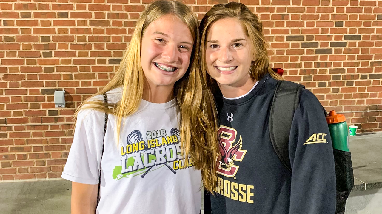 Madison Taylor and Sam Apuzzo at the 2018 NCAA women's lacrosse championship in Stony Brook, N.Y.